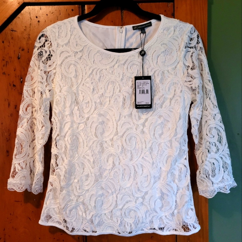 Adrianna Papell Lace Top Blouse (Color: Natural White, Size: S) NWT